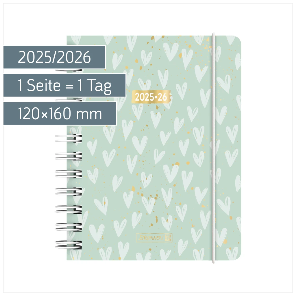 Schülerkalender 2025/2026 „Hearts“ | A6, Kunststoff