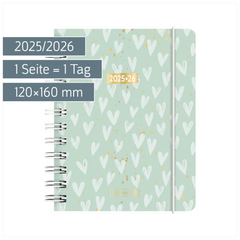 Schülerkalender 2025/2026 „Hearts“ | A6, Kunststoff