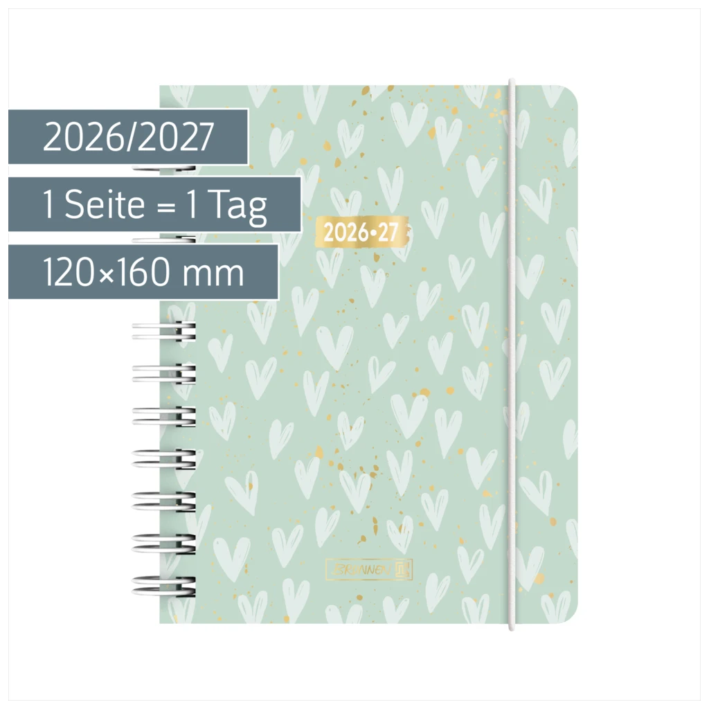 Schülerkalender 2026/2027 „Hearts“ | A6, Kunststoff