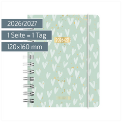 Schülerkalender 2026/2027 „Hearts“ | A6, Kunststoff
