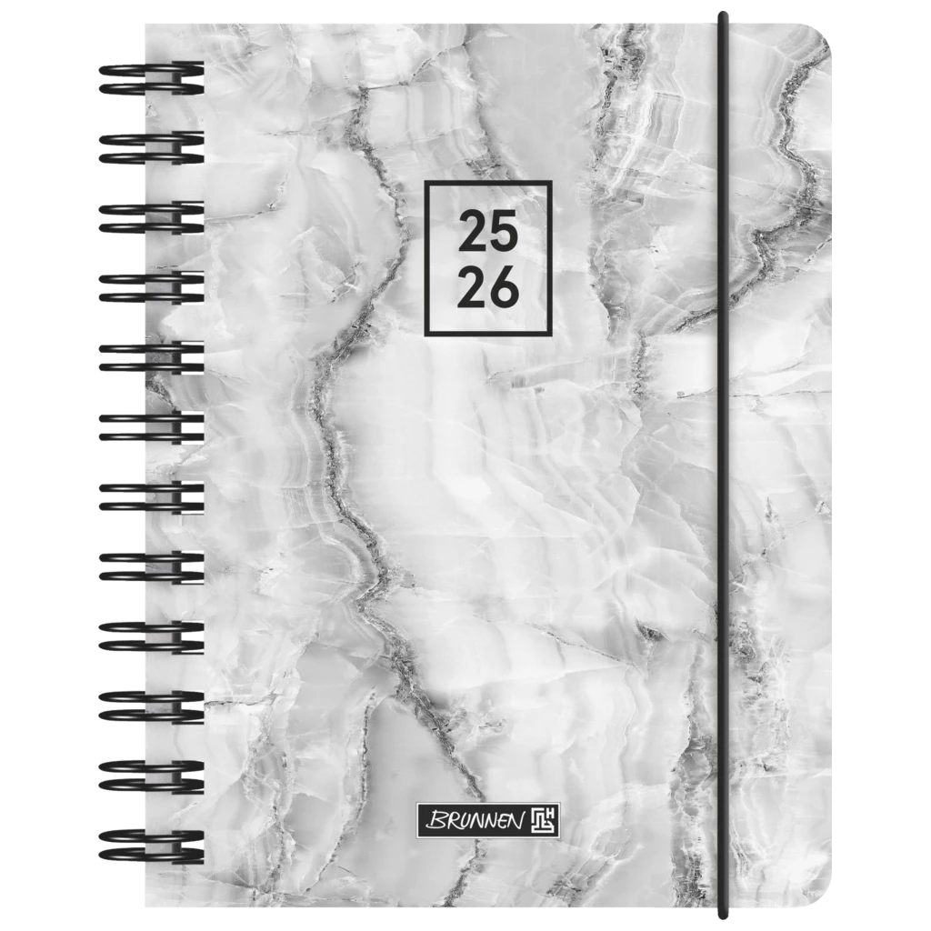 Schülerkalender 2025/2026 „Grey Marble“ | A6, Kunststoff
