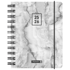 Schülerkalender 2025/2026 „Grey Marble“ | A6, Kunststoff