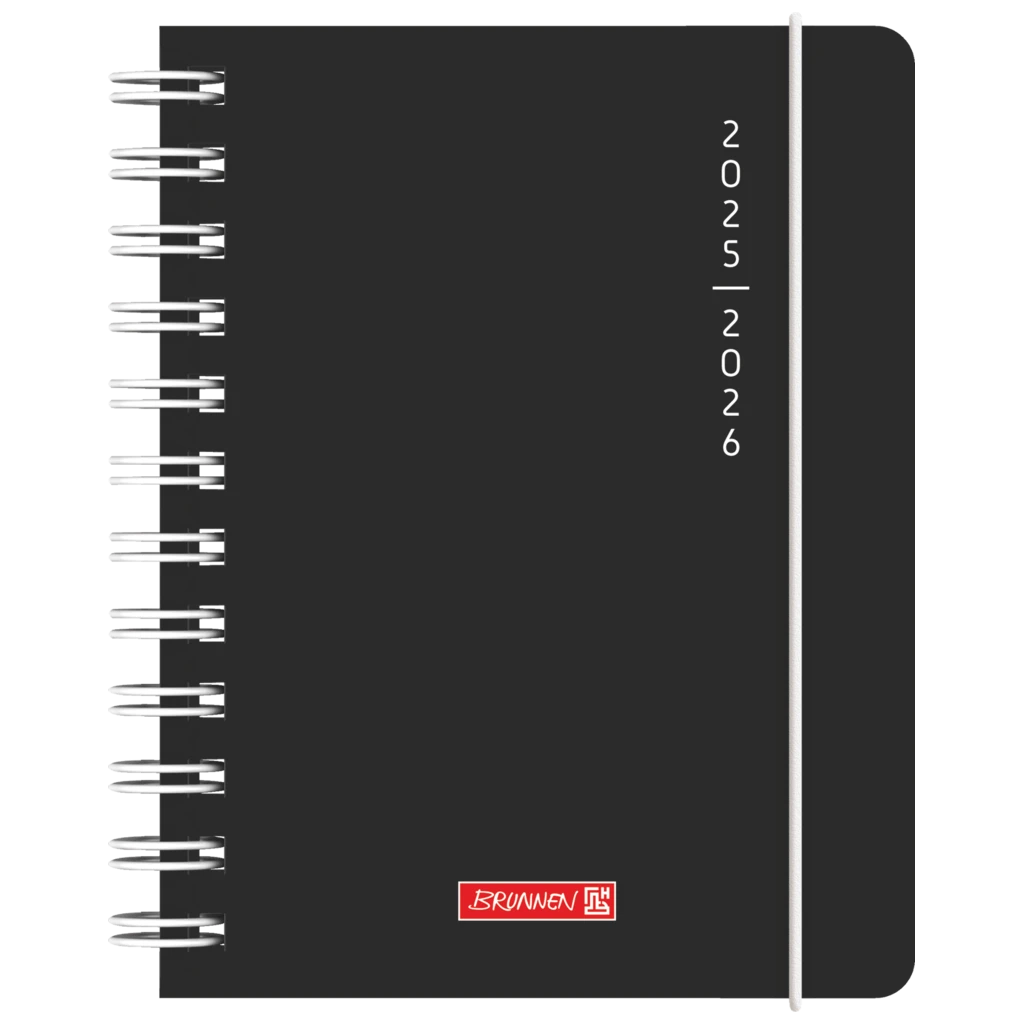 Schülerkalender 2025/2026 „Plain Black“ | A6, Kunststoff