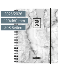 Schülerkalender 2025/2026 „Grey Marble“ | A6, Kunststoff