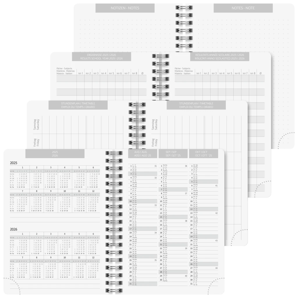 Schülerkalender 2025/2026 „Grey Marble“ | A6, Kunststoff
