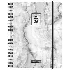 Schülerkalender 2025/2026 „Grey Marble“ | A6, Kunststoff