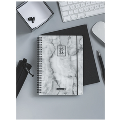 Schülerkalender 2025/2026 „Grey Marble“ | A6, Kunststoff