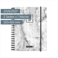 Schülerkalender 2026/2027 „Grey Marble“ | A6, Kunststoff
