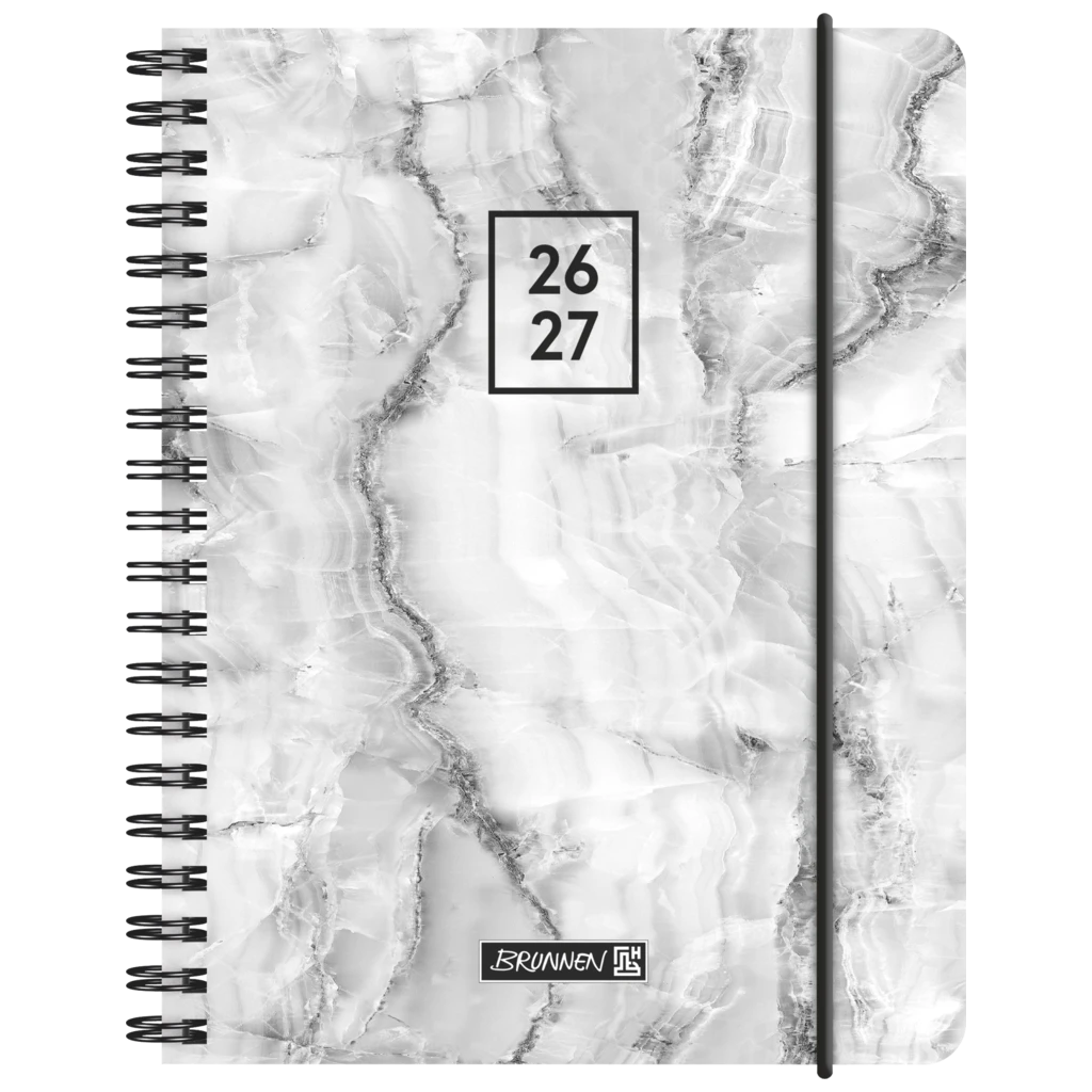 Schülerkalender 2026/2027 „Grey Marble“ | A6, Kunststoff