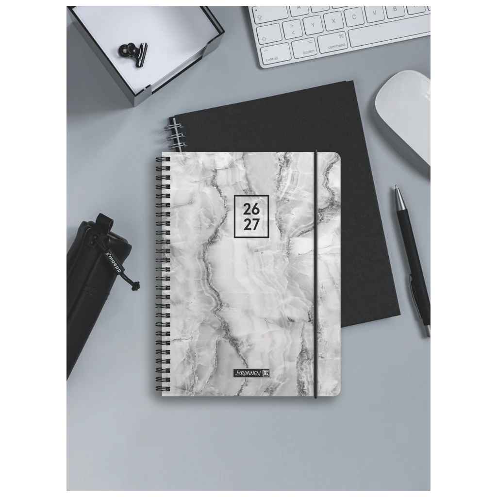Schülerkalender 2026/2027 „Grey Marble“ | A6, Kunststoff