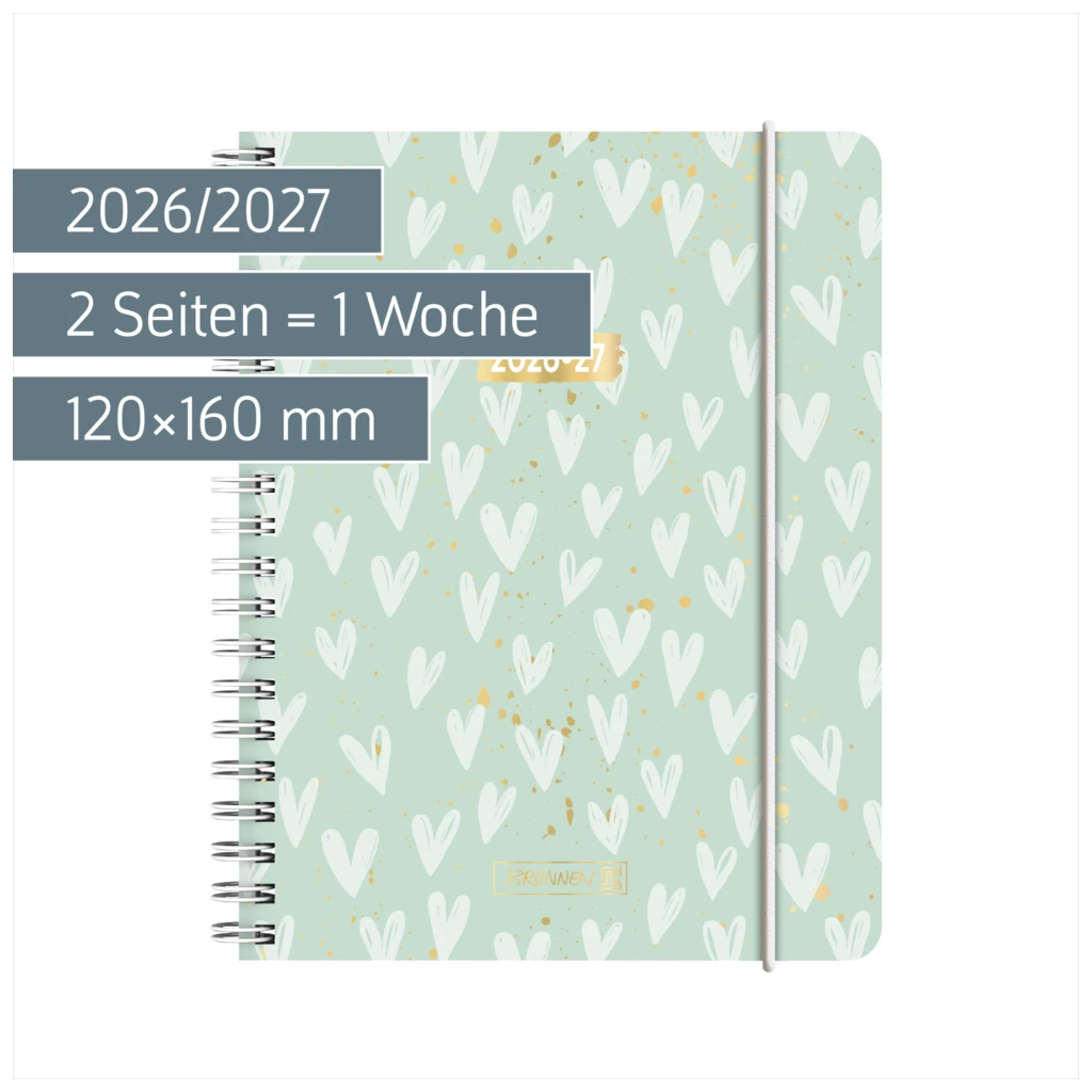Schülerkalender 2026/2027 „Hearts“ | A6, Kunststoff