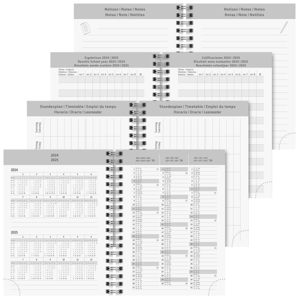 Schülerkalender '24/'25 „Monochrome“ | A6, Karton