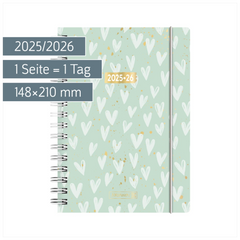 Schülerkalender 2025/2026 „Hearts“ | A5, Kunststoff