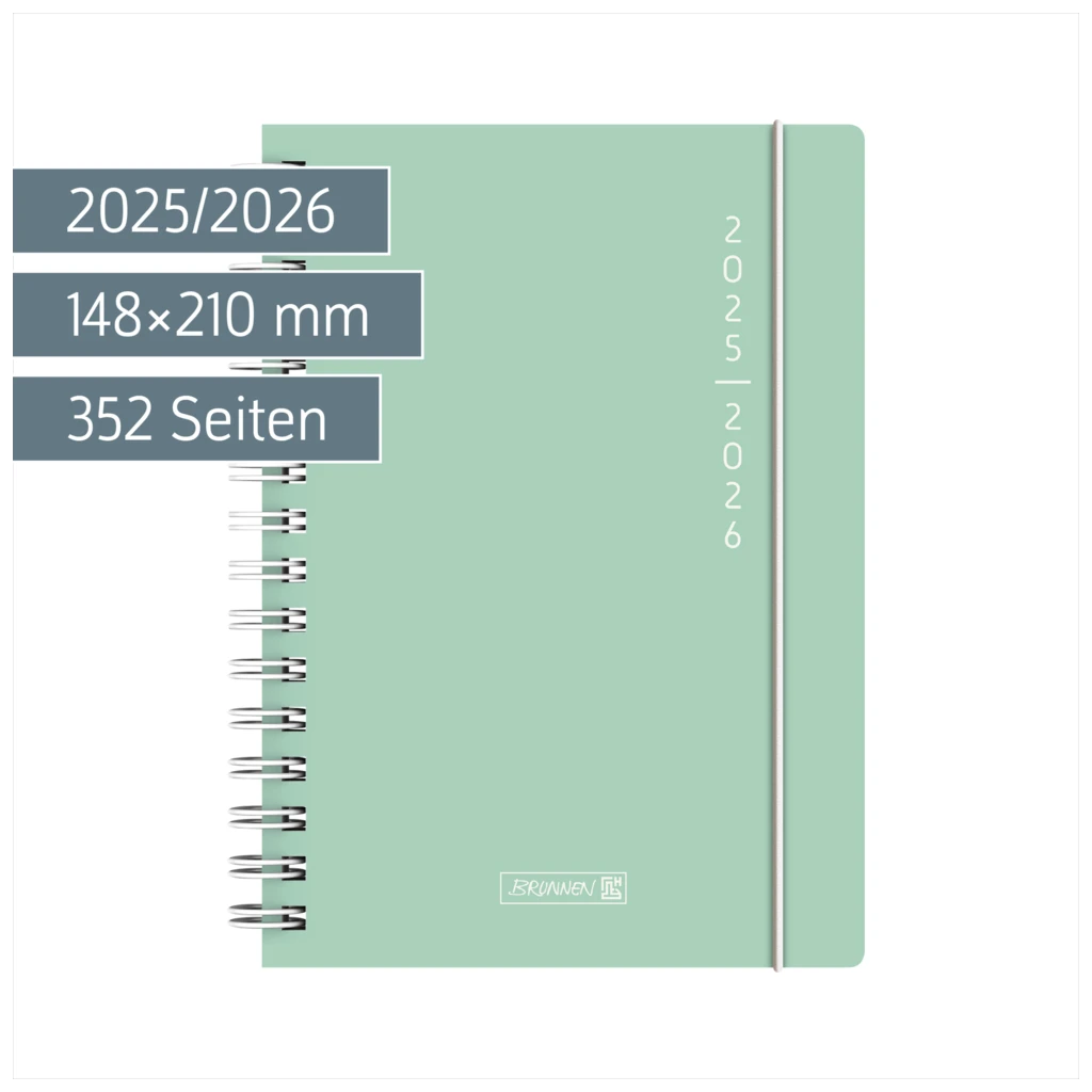 Schülerkalender 2025/2026 „Plain Mint“ | A5, Kunststoff