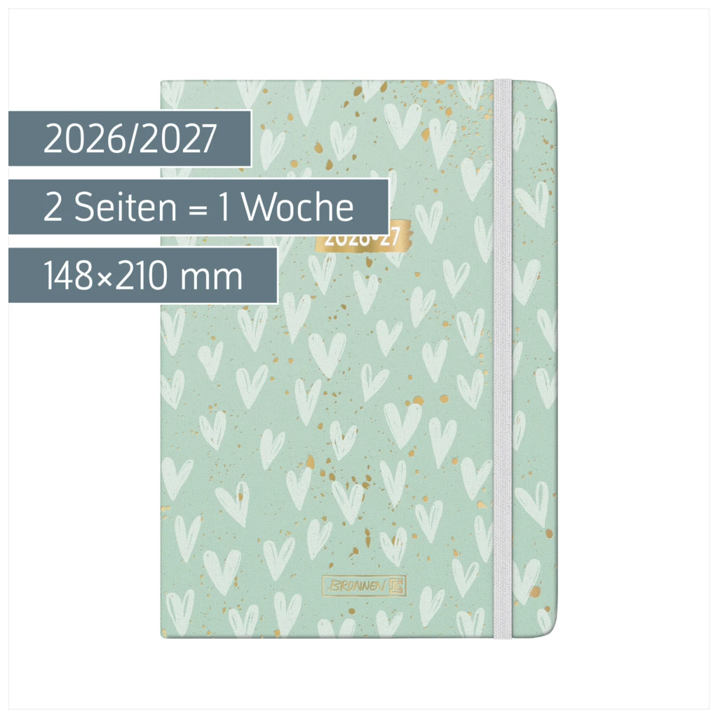 Schülerkalender 2026/2027 „Hearts“ | A5, Textil