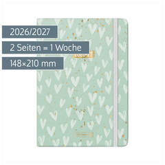 Schülerkalender 2026/2027 „Hearts“ | A5, Textil