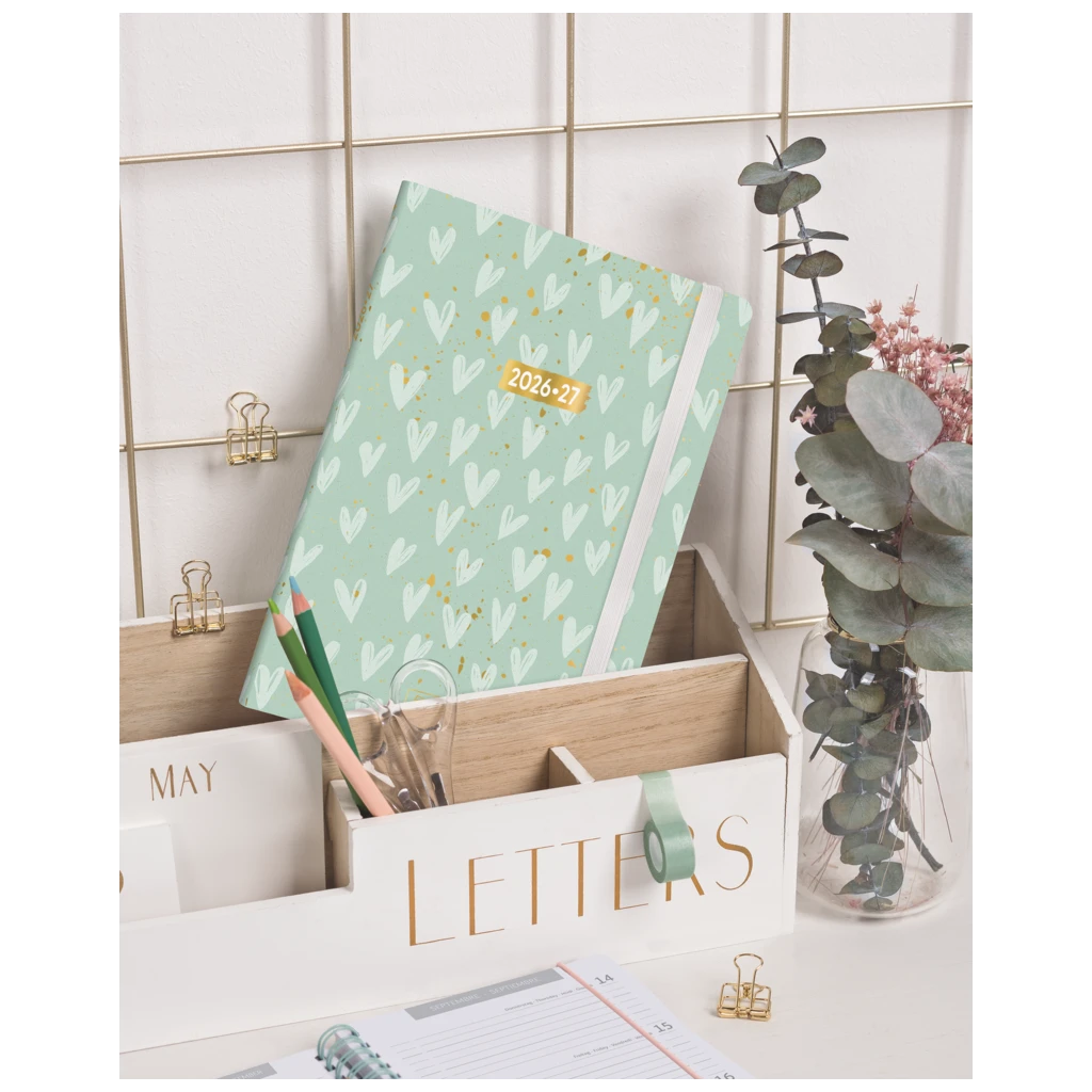 Schülerkalender 2026/2027 „Hearts“ | A5, Textil