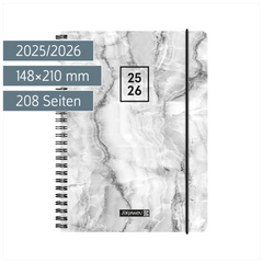 Schülerkalender 2025/2026 „Grey Marble“ | A5, Kunststoff