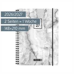 Schülerkalender 2026/2027 „Grey Marble“ | A5, Kunststoff