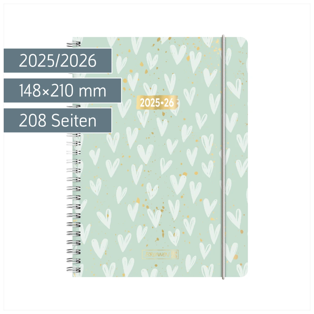 Schülerkalender 2025/2026 „Hearts“ | A5, Kunststoff