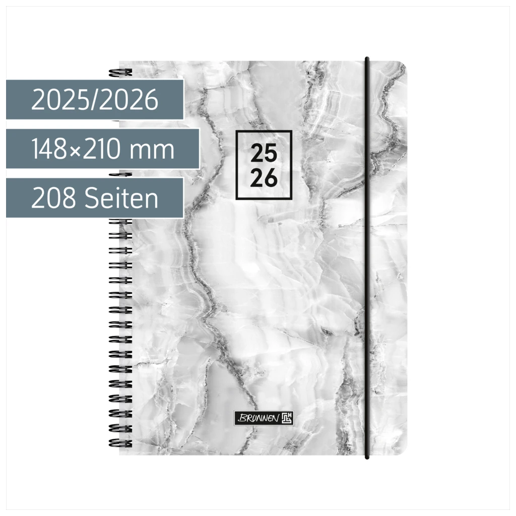 Schülerkalender 2025/2026 „Grey Marble“ | A5, Kunststoff