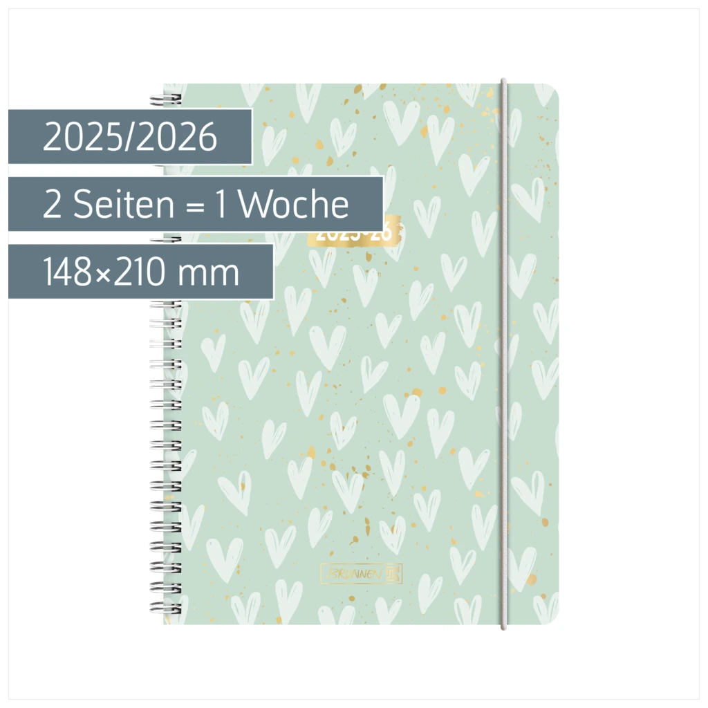 Schülerkalender 2025/2026 „Hearts“ | A5, Kunststoff