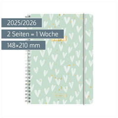 Schülerkalender 2025/2026 „Hearts“ | A5, Kunststoff