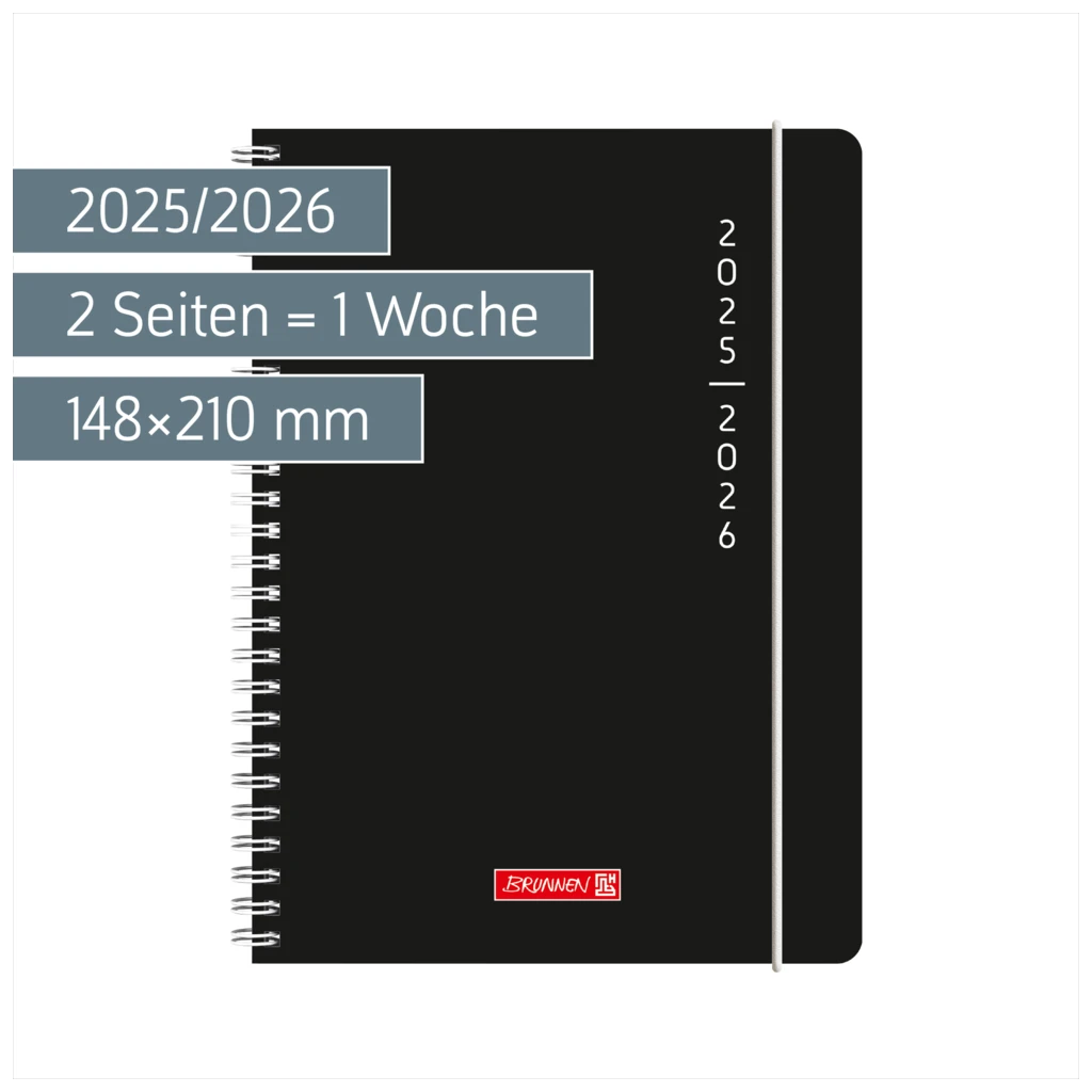Schülerkalender 2025/2026 „Plain Black“ | A5, Kunststoff