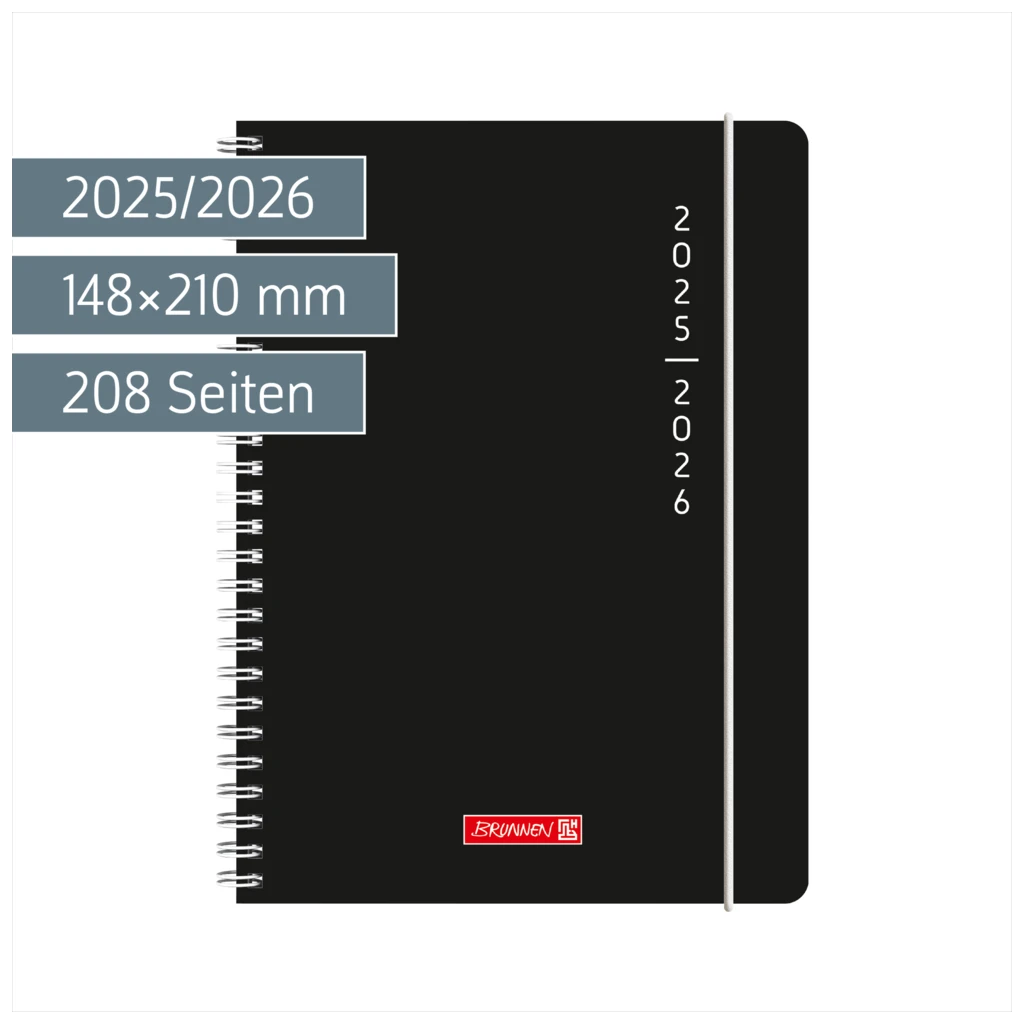 Schülerkalender 2025/2026 „Plain Black“ | A5, Kunststoff