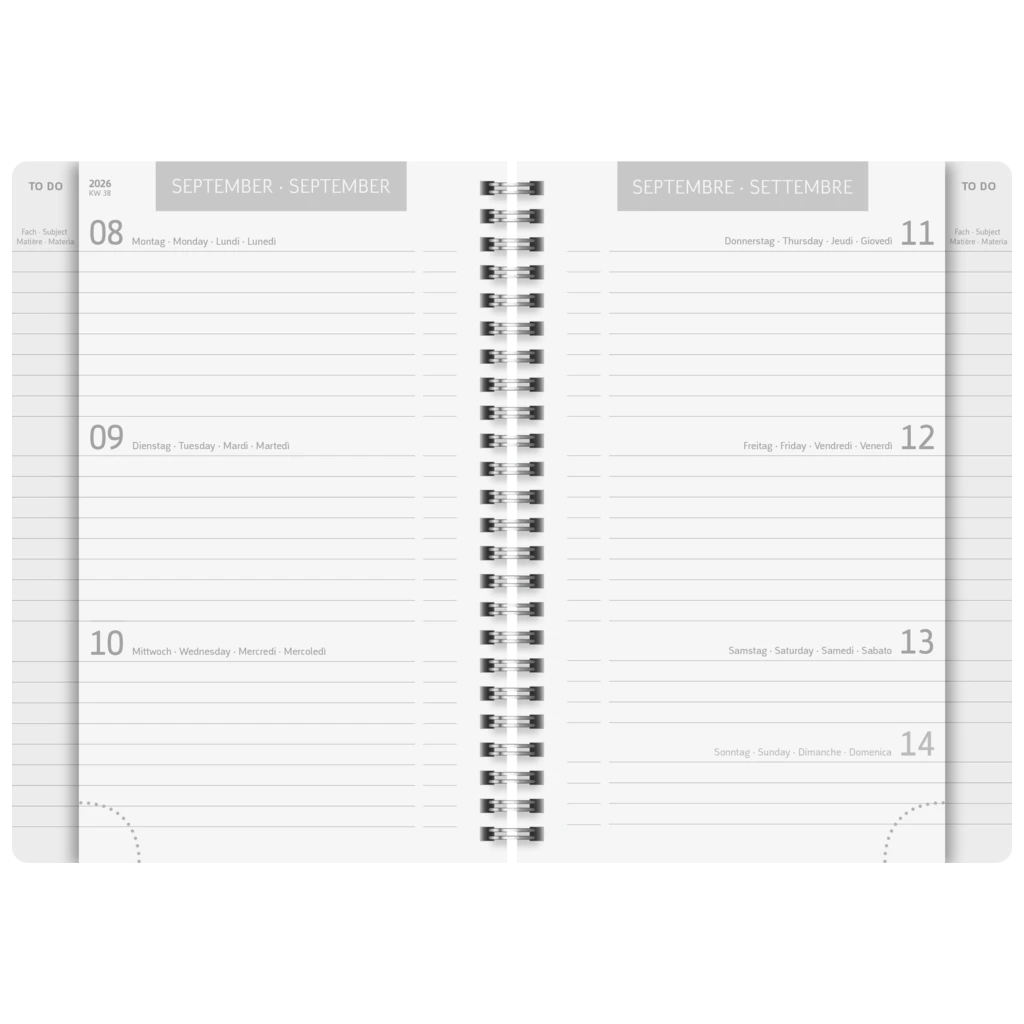 Schülerkalender 2026/2027 „Plain Black“ | A5, Kunststoff