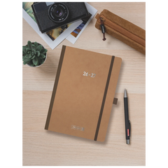 Schülerkalender 2026/2027 „Pressspan braun“ FACT!plus | A5, Karton