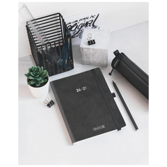 Schülerkalender 2026/2027 „Pressspan schwarz“ FACT!plus | A5, Karton