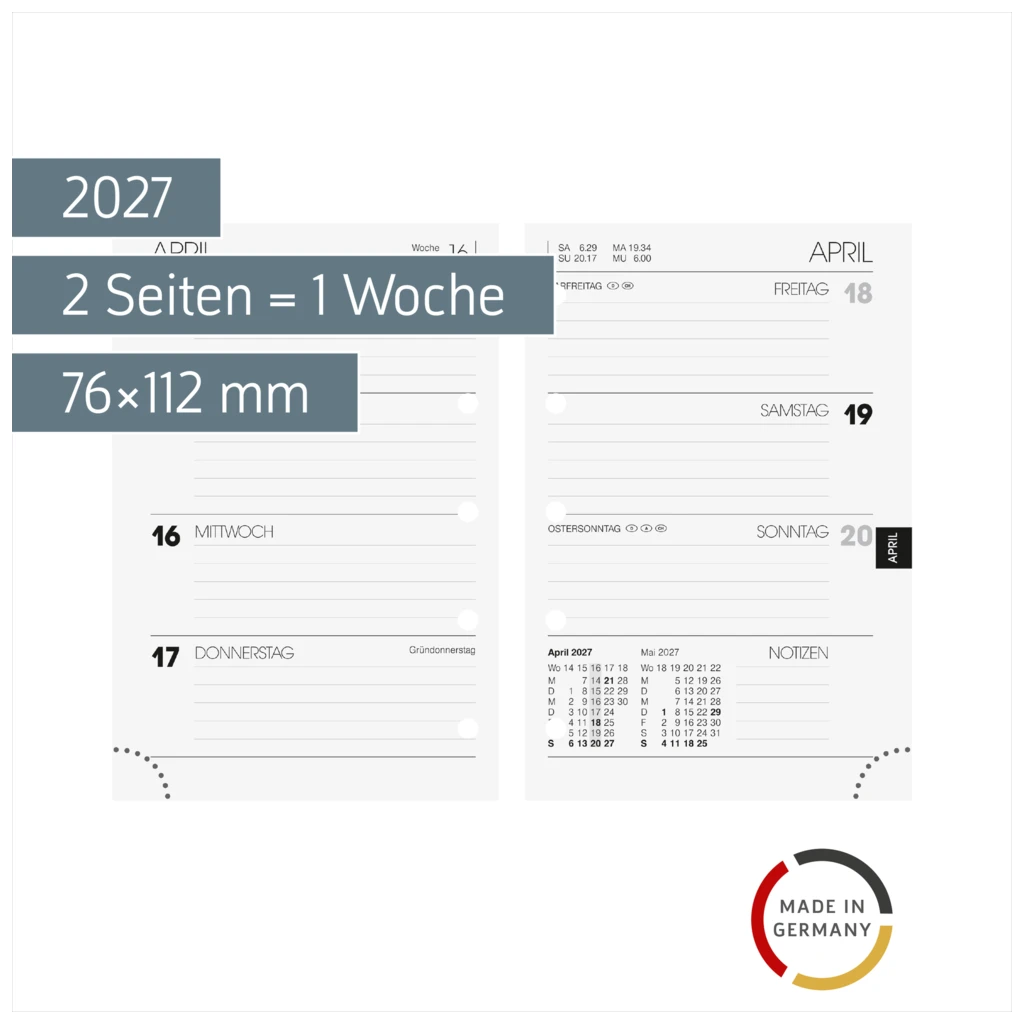 Wochen-Ersatzkalendarium Mod. 723 2027 | 76×112 mm