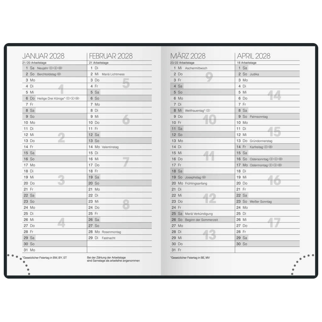 Wochen-Ersatzkalendarium Mod. 723 2027 | 7,6×11,2 cm