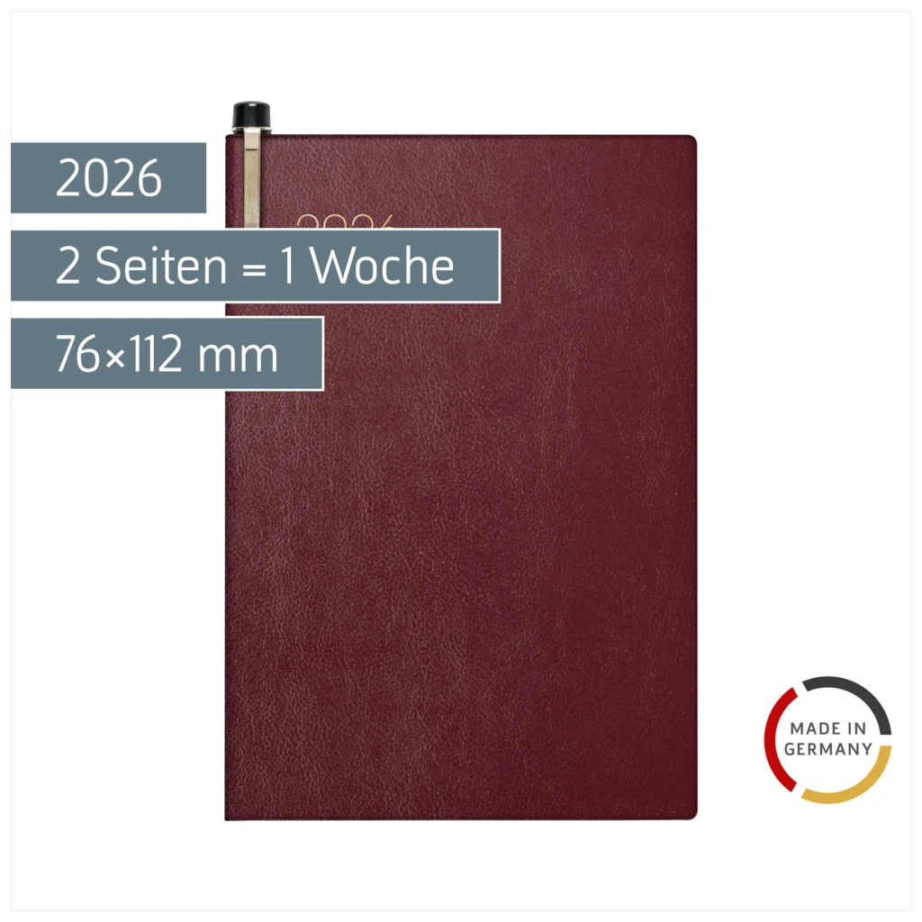Taschenkalender Mod. 723 2026 | A7, Kunstleder, bordeaux