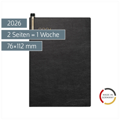 Taschenkalender Mod. 723 2026 | A7, Kunstleder, schwarz
