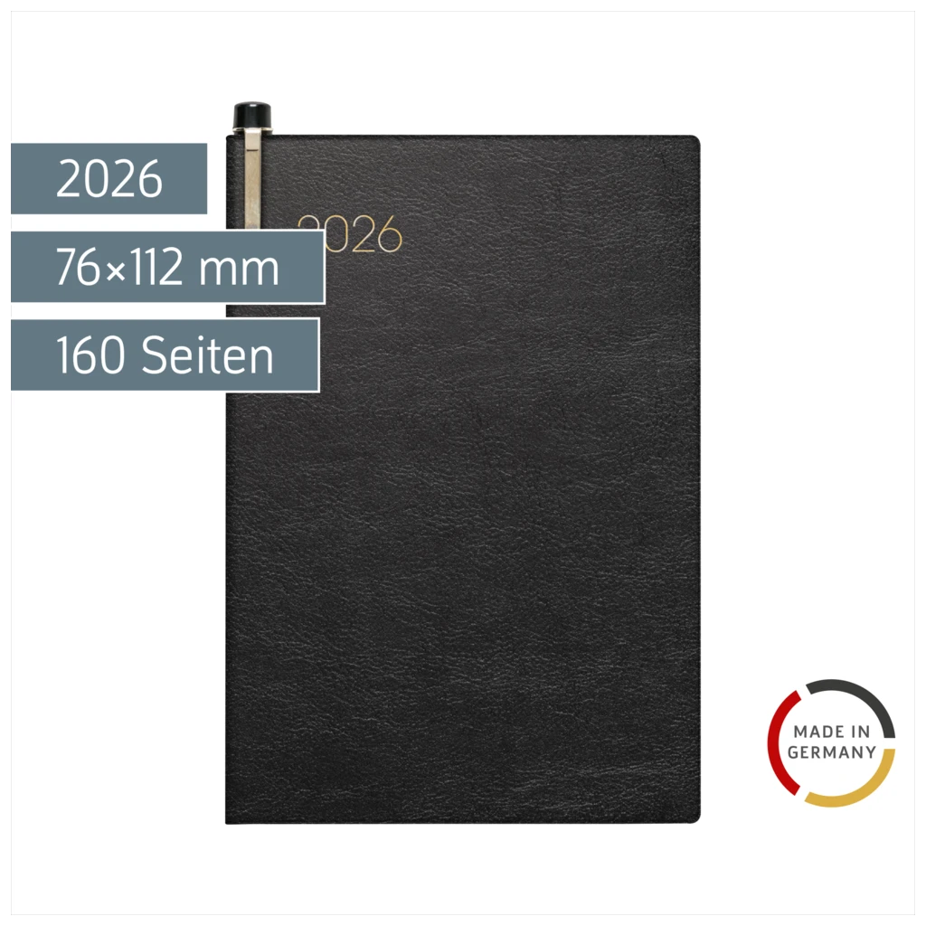 Taschenkalender Mod. 723 2026 | A7, Kunstleder, schwarz