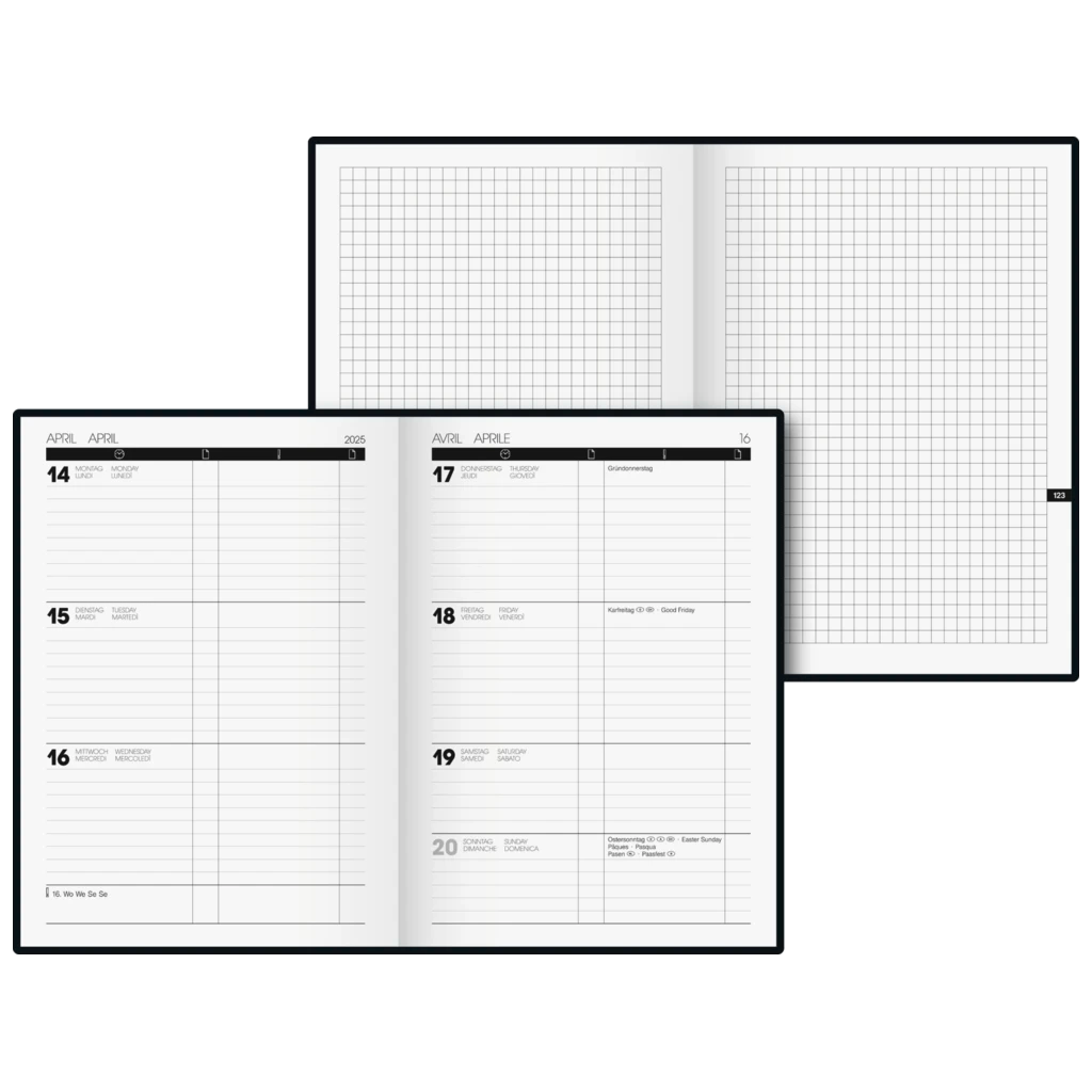 Buchkalender TimeCenter Mod. 725 '25 | A5, Kunstleder, dunkelblau