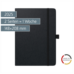 Buchkalender Kompagnon TimeCenter Mod. 725 2025 | A5, Kunststoff, schwarz