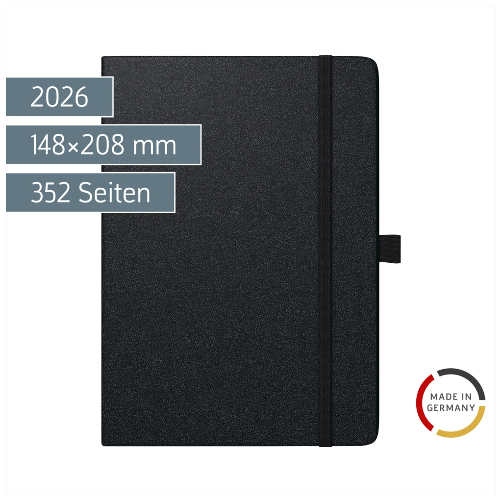Buchkalender Kompagnon TimeCenter Mod. 725 2026 | A5, Kunststoff, schwarz