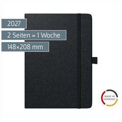 Buchkalender Kompagnon TimeCenter Mod. 725 2027 | A5, Kunststoff, schwarz