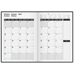 Buchkalender TimeCenter Mod. 726 2025 | A5, Kunststoff, schwarz