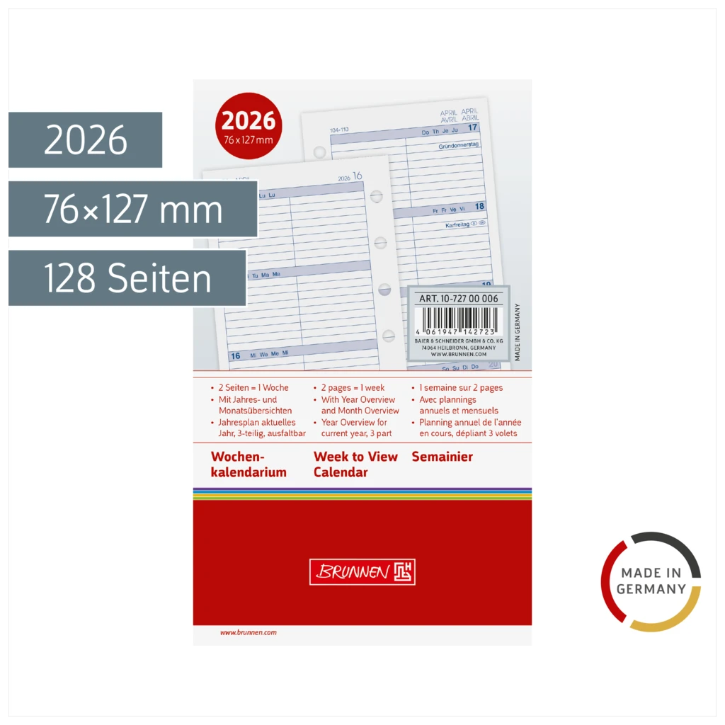 Wochenkalendarium MINI+ 2026 | A7