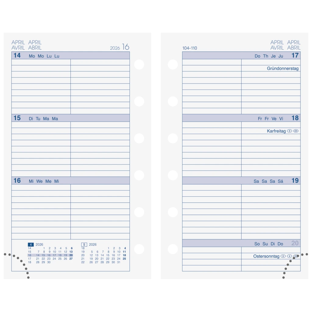 Wochenkalendarium MINI+ 2026 | A7