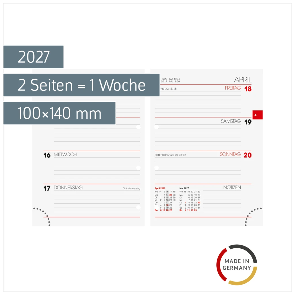 Wochen-Ersatzkalendarium Mod. 731 2027 | 100×140 mm