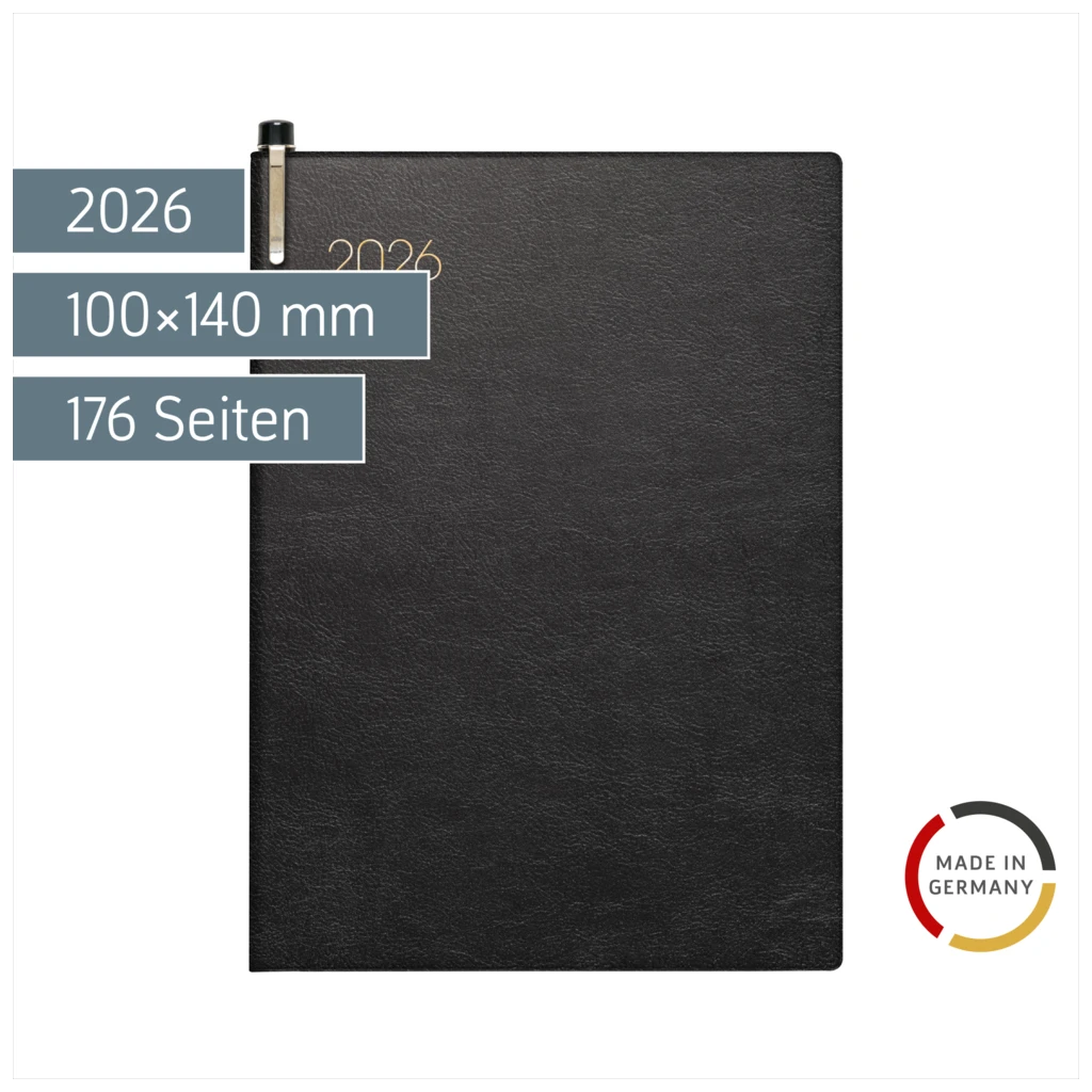 Taschenkalender Mod. 731 2026 | A6, Kunstleder, schwarz