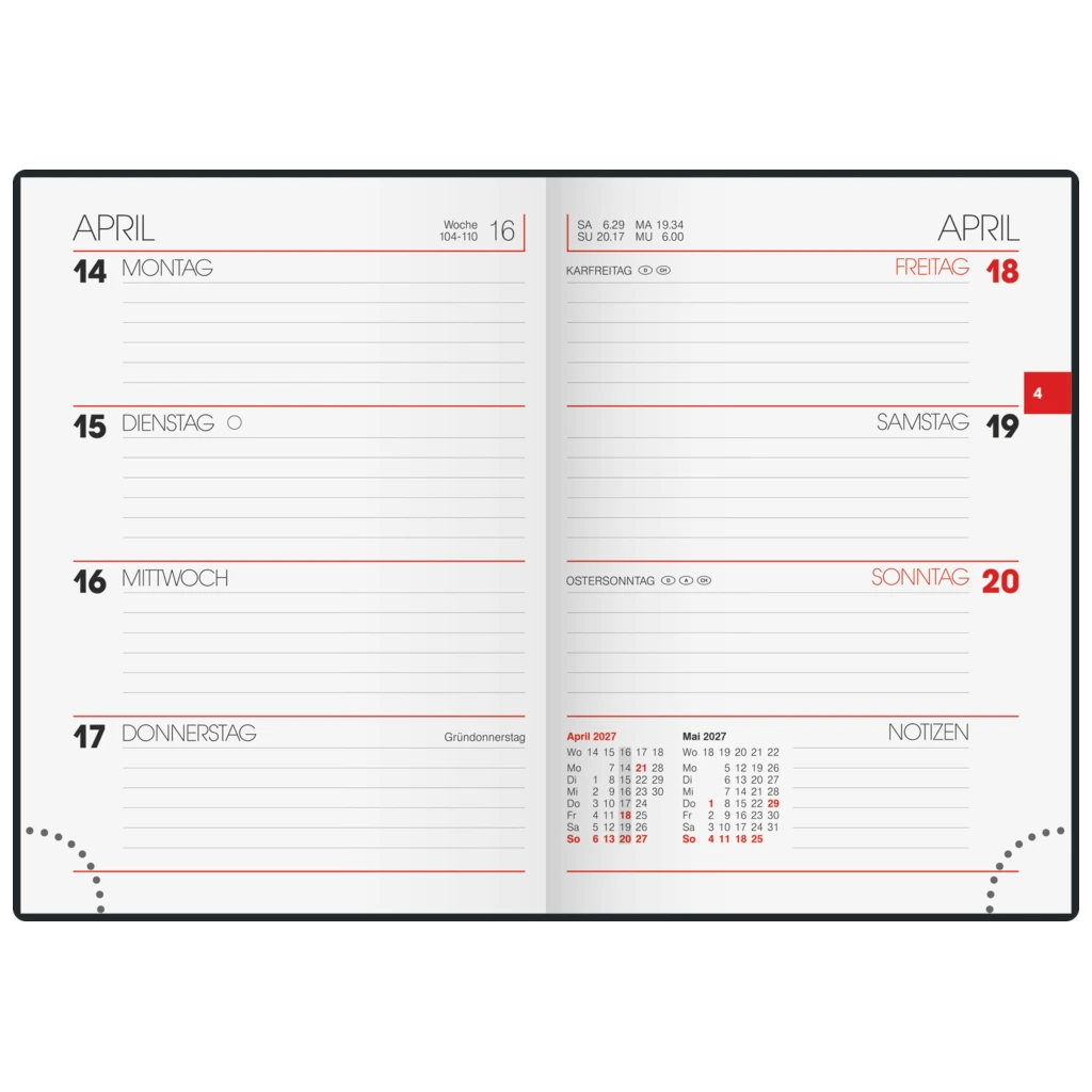 Taschenkalender Mod. 731 2027 | A6, Kunstleder, schwarz