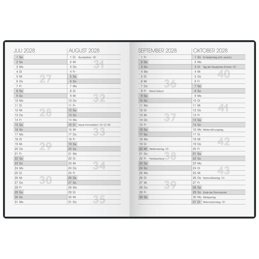 Taschenkalender Mod. 731 2027 | A6, Kunstleder, schwarz