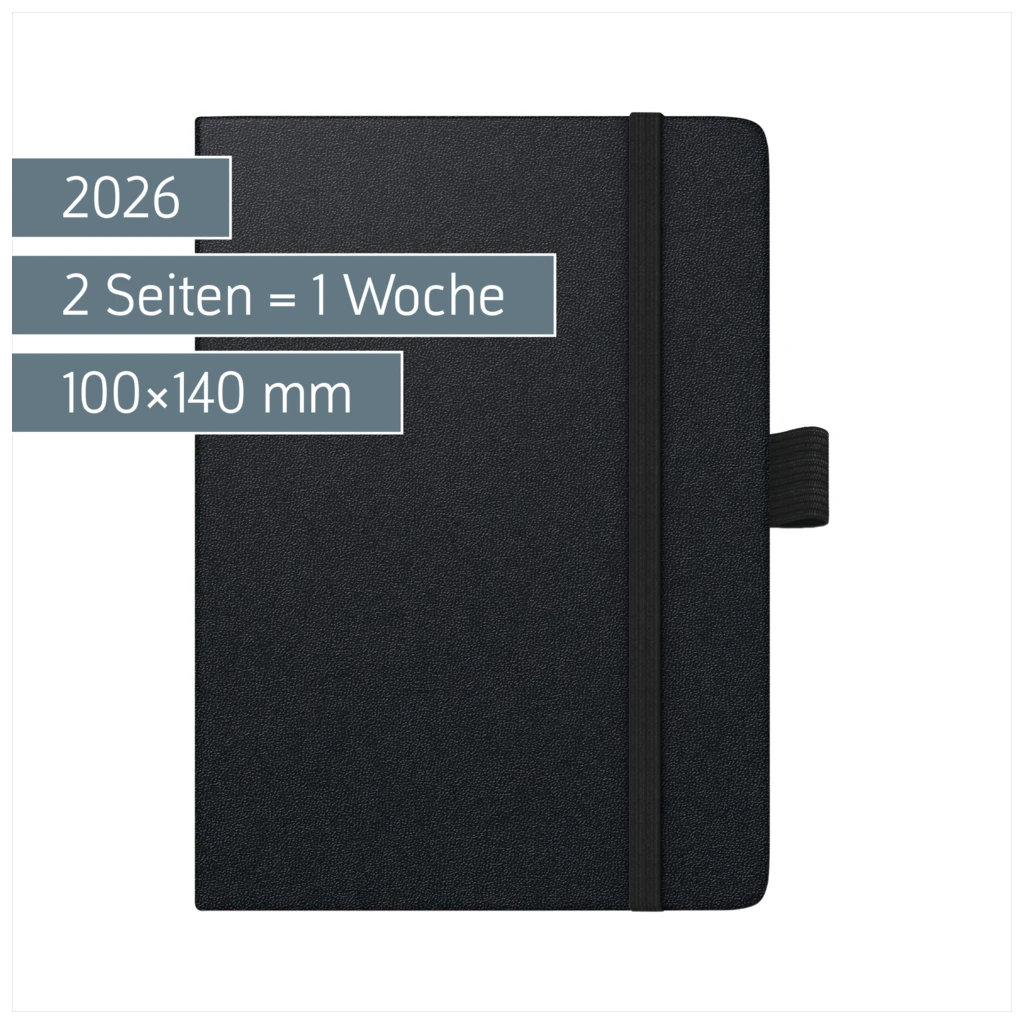 Taschenkalender Kompagnon Mod. 732 66 2026 | A6, Kunststoff, schwarz