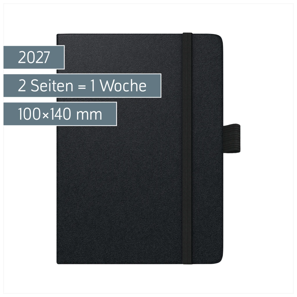 Taschenkalender Kompagnon Mod. 732 66 2027 | A6, Kunststoff, schwarz